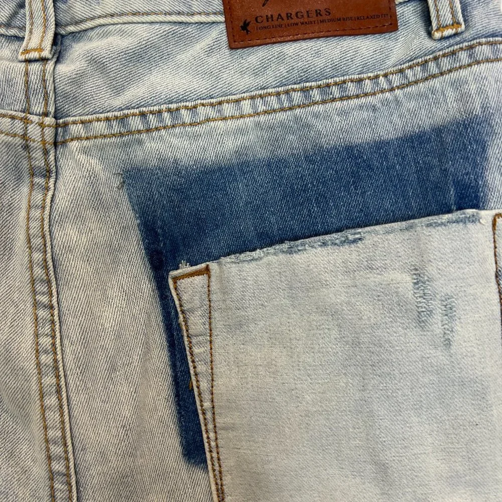 One X One Teaspoon Florence Chargers‎ Long Line Distressed Jean Shorts Sz 26